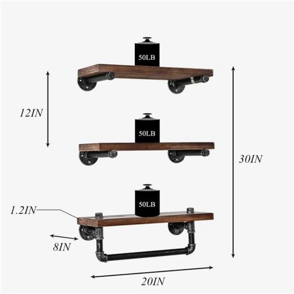 Bathroom Shelves Wall Mounted 3 Tier Bathroom Shelves Rustic Wall Pipe Shelving